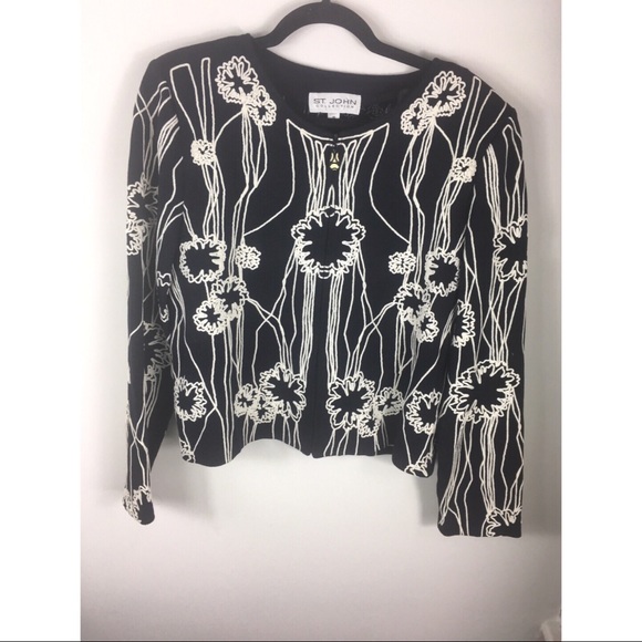 St. John Collection Jackets & Blazers - St. John 16 plus embroidered blazer black white